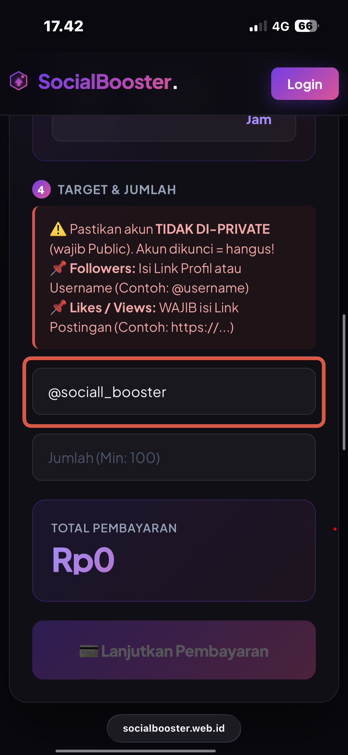 Langkah 2 Username